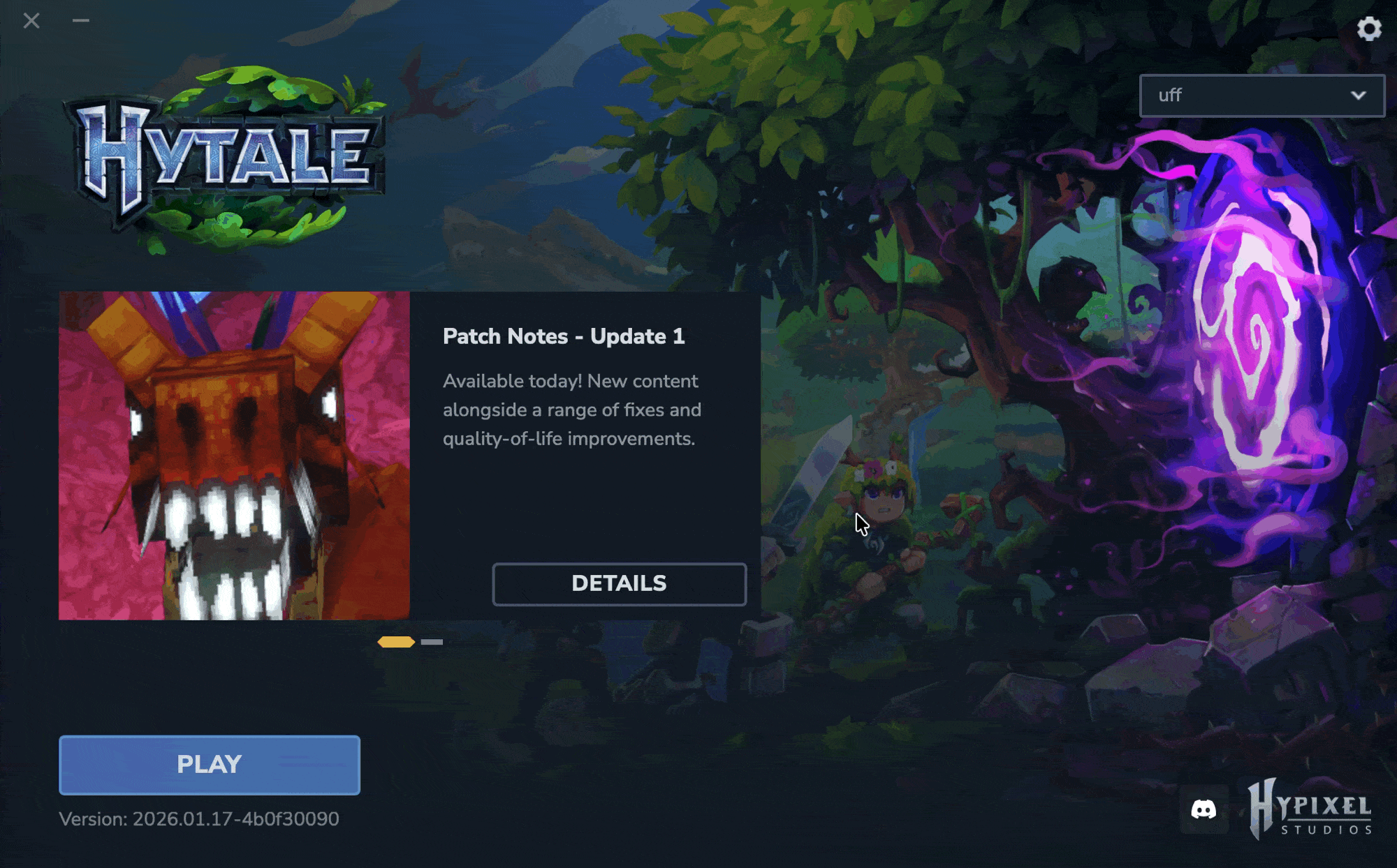 The Hytale launcher opens, the Settings icon is clicked, and the Open Directory button is selected. This opens Finder/Explorer with the Hytale directory. Next, I click on the UserData folder, then the Saves folder, and finally select the correct world.